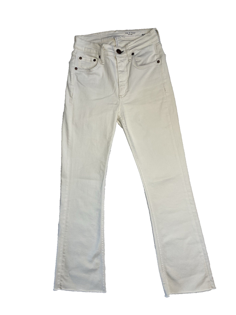 Rag & Bone Jeans Womens 23 Peyton Mid Rise Bootcurt Raw Hem White Denim Pants